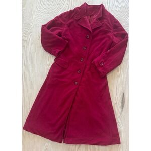 Vintage Kashlure Red Coat Looks & Feels Like Cashmere Longline Belted Button